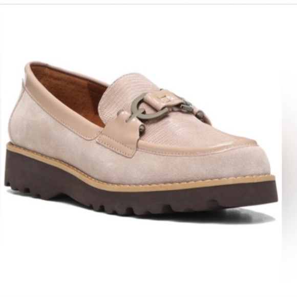 Donald Pliner Clio Suede & Iguana Embossed Leather Slip On Loafer Women’s Sz 7.5
